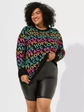 torrid Peace Love Hope Vegan Cashmere Pullover Crew Sweater NWT